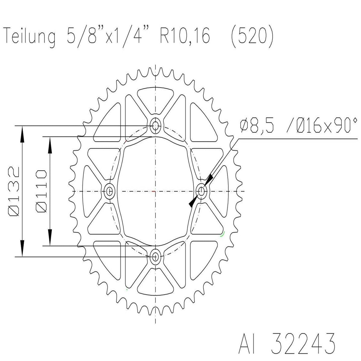 SPROCKET REAR MOTO MASTER ALUMINIUM 48T BLACK 250F 250R 350 E-SM SX XC FREERIDE