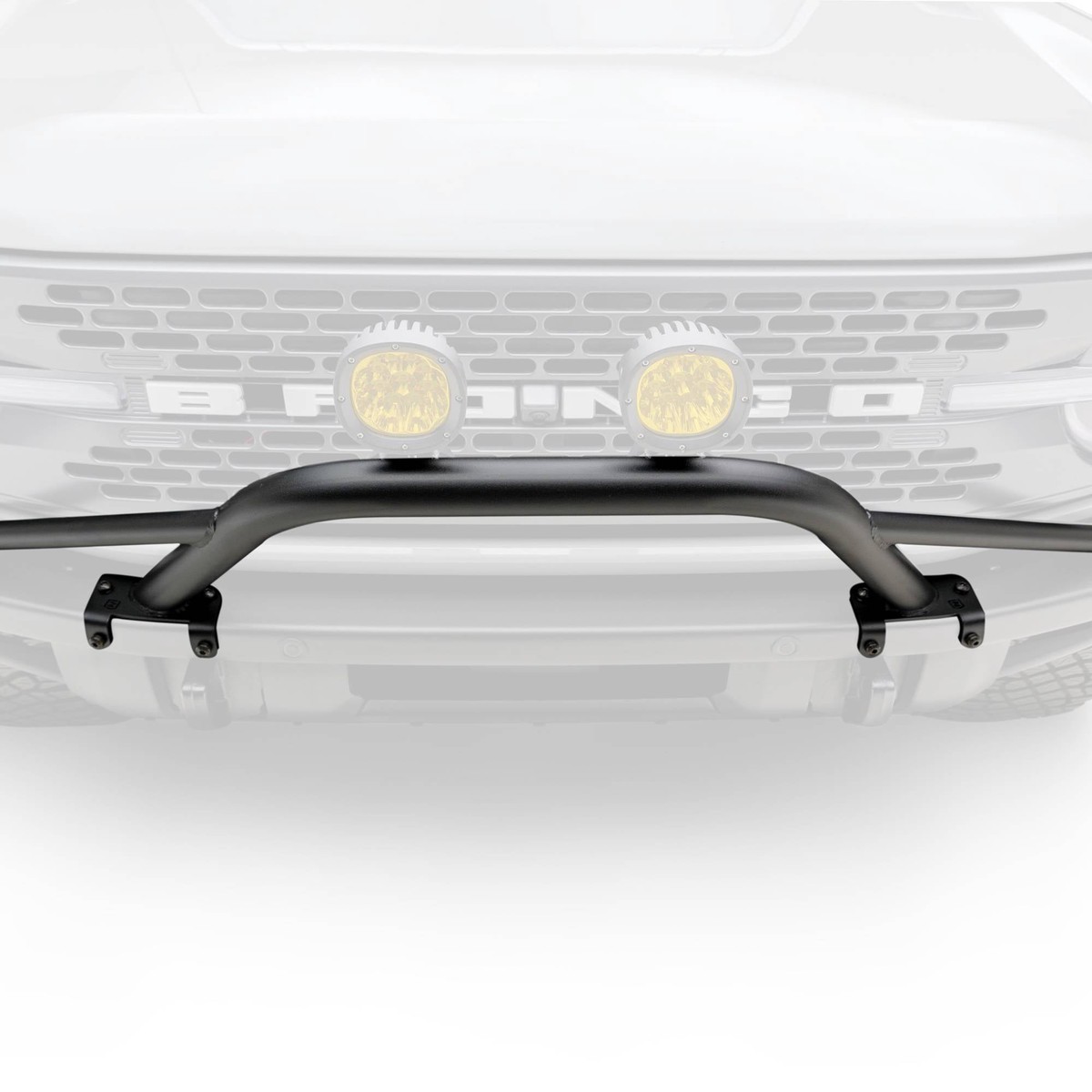 ZROADZ 2021-2025 Ford Bronco Mid-Length Hoop Mild Steel Bolt-on Front Bumper Mount Two 4" LED Pod Lights Z325451